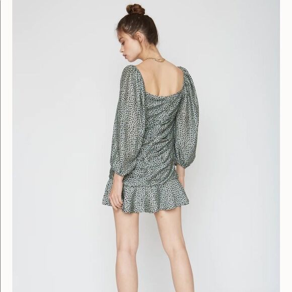 Elena Mint Animal Dot Smocked Ruffle Dress - Picture 2 of 11